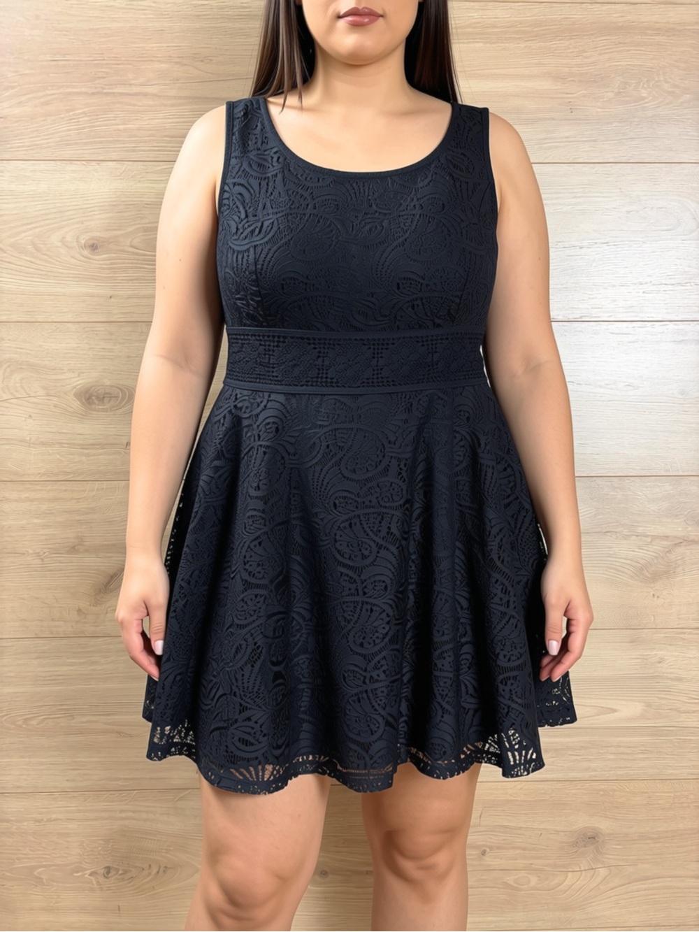 American Rag Plus Size Black Lace Fit & Flare Dress
